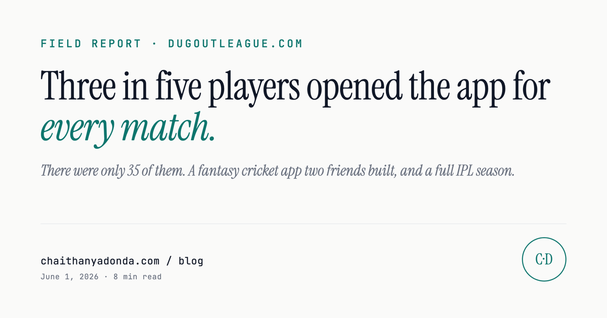 We built a fantasy cricket app that three in five of our players opened for every match